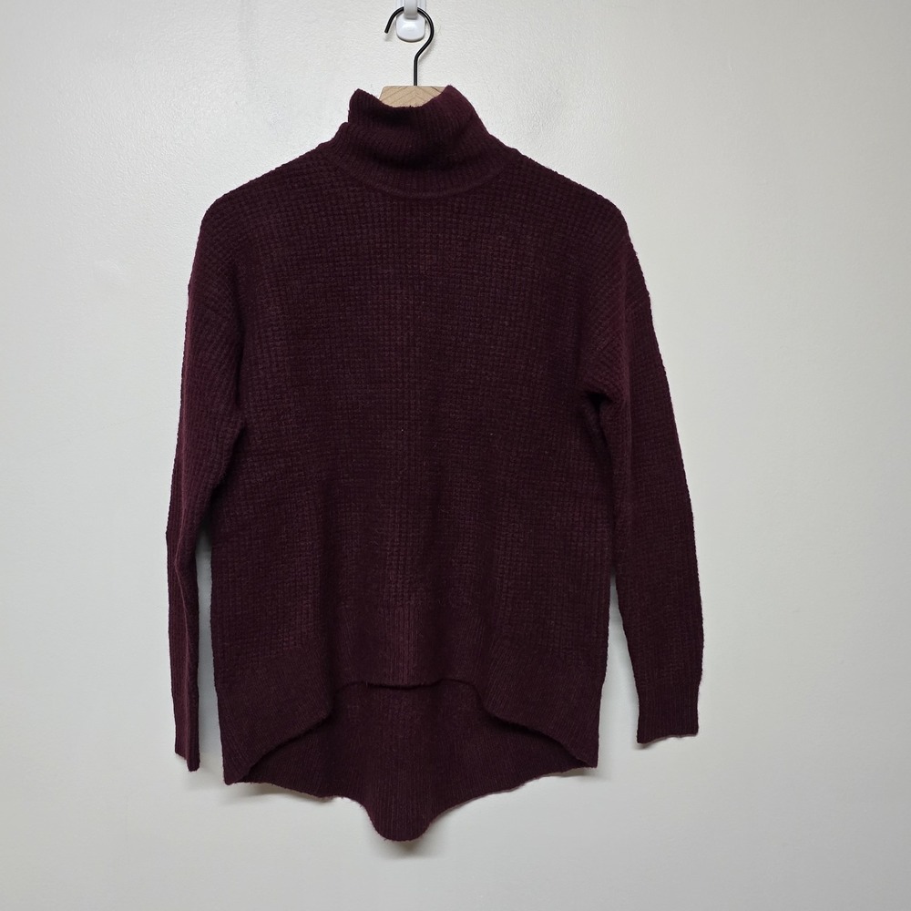 Madewell Wafflestitch Turtleneck Sweater Maroon Burgundy Wool Alpaca Blend Sz S